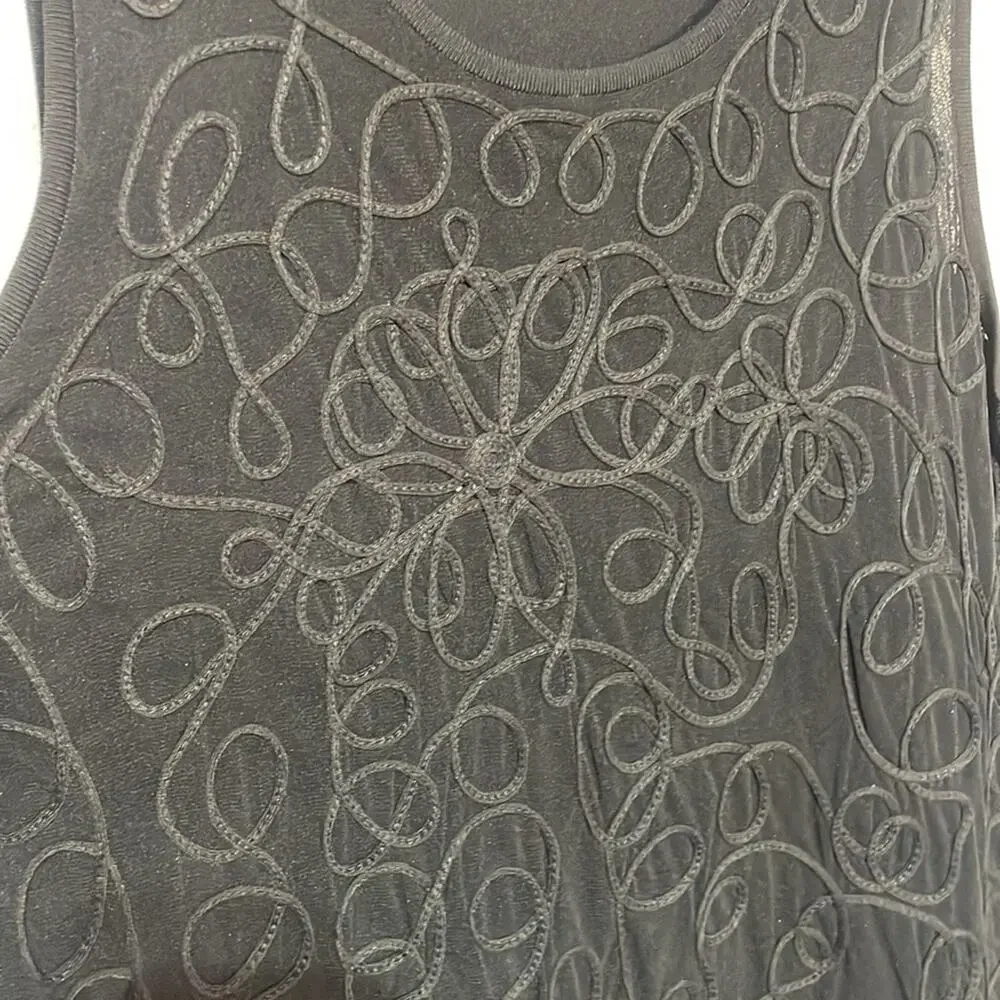 Dolce Cabo 1x black longer tunic style tank floral over sweater nwt